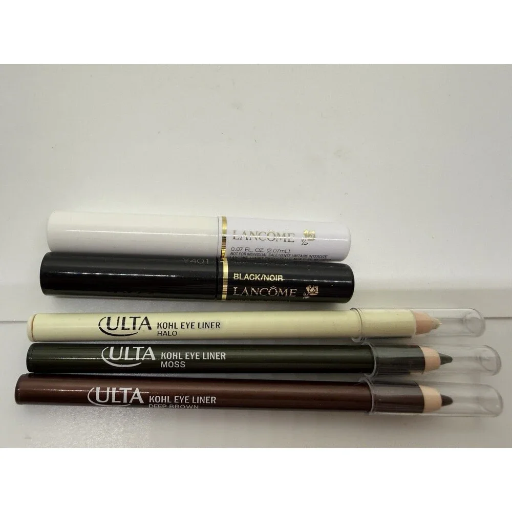 ULTA Kohl Eye Liner Pencil Moss, Deep Brown, Halo & Lancome Mascara + Base 5 PCs